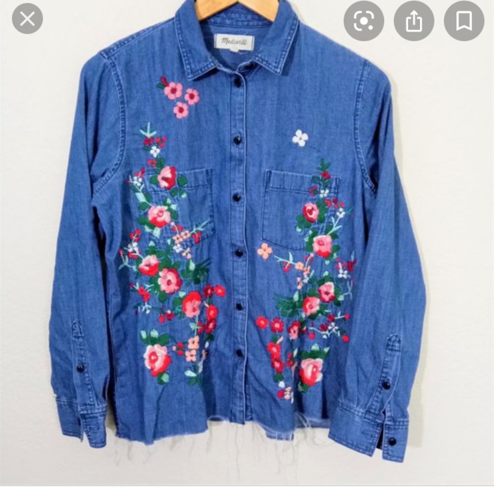 Madewell Embroidered Chambray Button-up SZ L